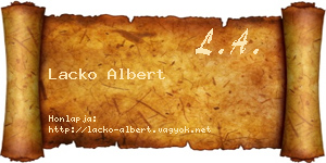 Lacko Albert névjegykártya